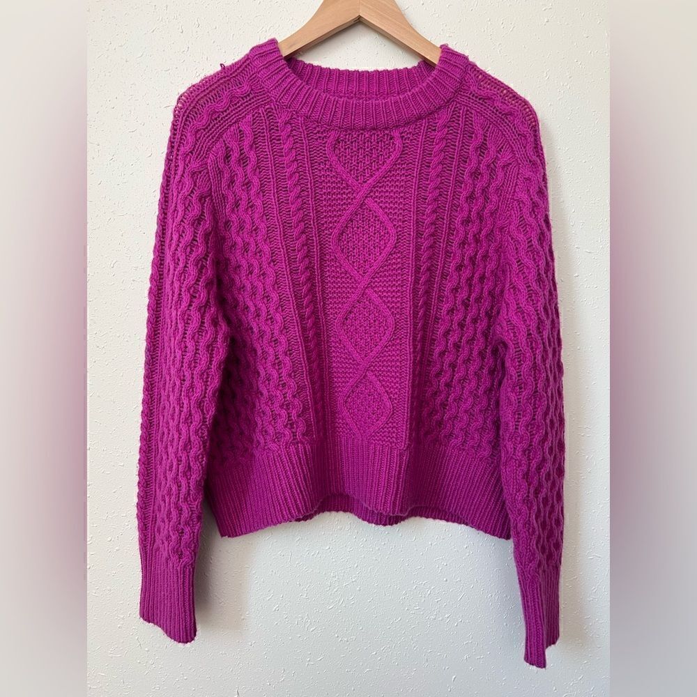 NWOT 360 Cashmere Hot Pink Chunky Knit Sweater Size S